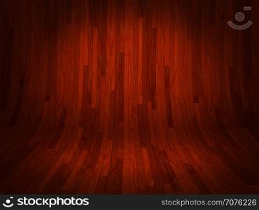 Curved red wooden background illustration.