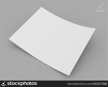 Curved sheet of A4 paper on a gray background. 3d render illustration.. Curved sheet of A4 paper on a gray background. 