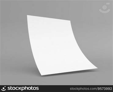 Curved sheet of A4 paper on a grey background. 3d render illustration.. Curved sheet of A4 paper on a grey background. 