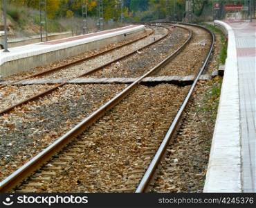 curved train tracks as a background