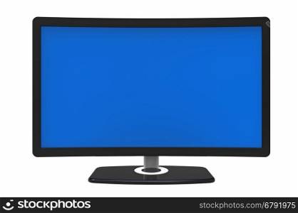 Curved tv screen, isolated on white background, 3D rendering