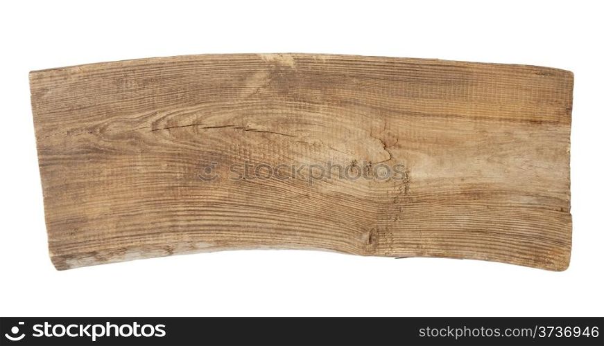Curved wooden board isolated on white background
