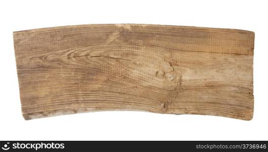 Curved wooden board isolated on white background