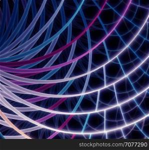 Curves and lines. Fractal design. Abstract background. Isolated on black background.