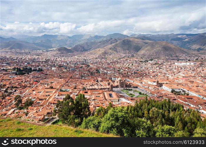 Cusco panorama from Saqsaywaman in Cusco, Peru