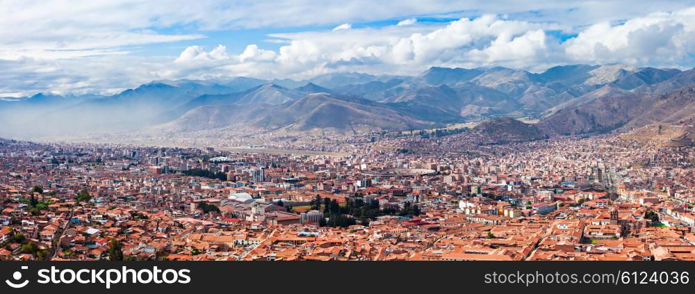 Cusco panorama from Saqsaywaman in Cusco, Peru