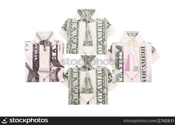 Custom clothes from the dollar bills isolated
