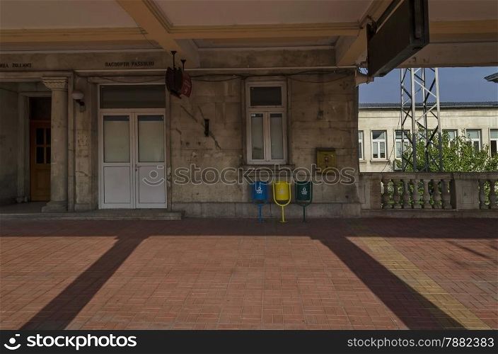 Custom-house and passport examination in the platform of railway station Ruse, Bulgaria