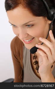 Customer care service center woman call operator phone headset