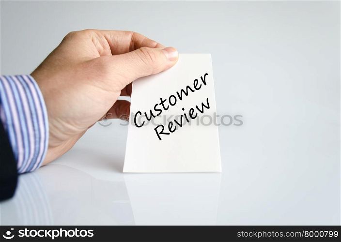 Customer review text concept isolated over white background