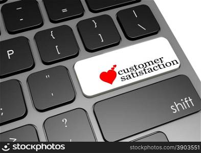 Customer satisfaction black keyboard image with hi-res rendered artwork that could be used for any graphic design.