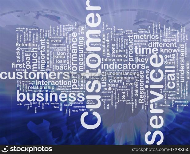 Customer service background concept. Background concept wordcloud illustration of customer service international