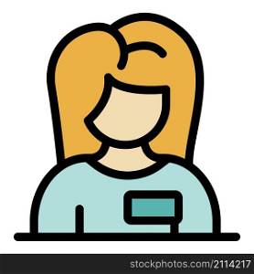 Customer service girl icon. Outline customer service girl vector icon color flat isolated. Customer service girl icon color outline vector