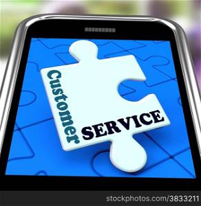 . Customer Service On Smartphone Showing Online Support Or Technical Helpdesk