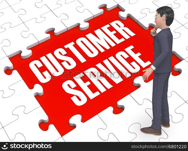 . Customer Service Puzzle Showing Support And Help 3d Rendering