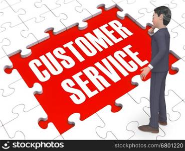 . Customer Service Puzzle Showing Support And Help 3d Rendering
