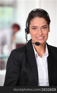 Customer service woman smiling