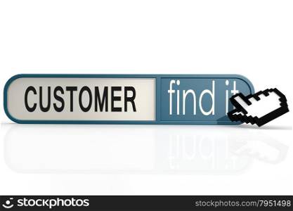 Customer word on the blue find it banner image with hi-res rendered artwork that could be used for any graphic design.