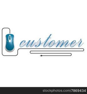 Customer word with computer mouse image with hi-res rendered artwork that could be used for any graphic design.. Customer word with computer mouse