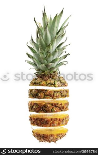 cut ananas isolated on white background
