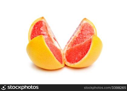 cut grapefruit isolated on white