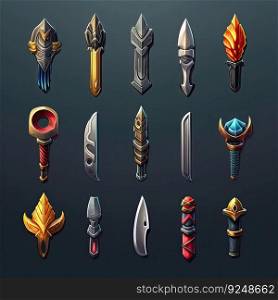 cut knife weapon game ai generated. metal equipment, dagger handle, chef icon cut knife weapon game illustration. cut knife weapon game ai generated