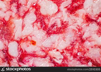 Cut of salami sausage. Macro background. Salami texture. High quality photo. Cut of salami sausage. Macro background.