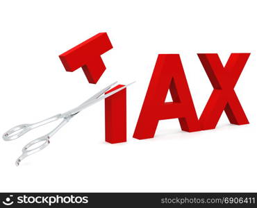 Cut tax with scissor isolated on white, 3D rendering