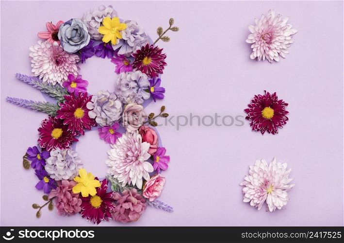 cute 8th march symbol made out flowers