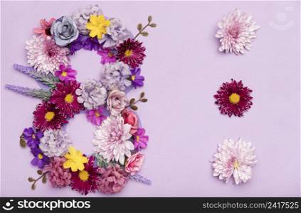 cute 8th march symbol made out flowers