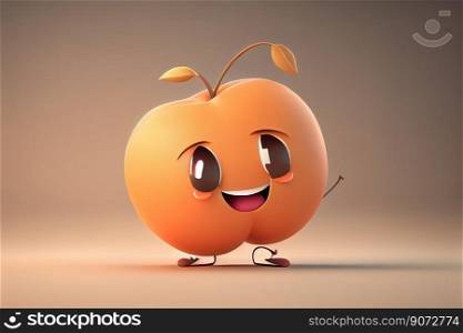 Cute apricot cartoon character smiling