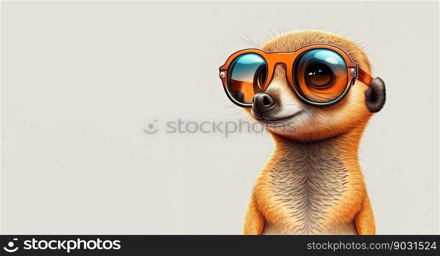 Cute baby animal wearing sunglasses on a colored background. Ready to go on holidays. Generative AI