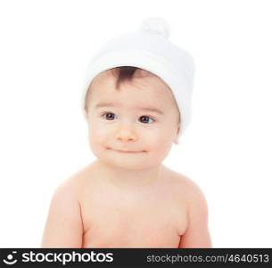 Cute baby with a cap isolated on a white backgrond