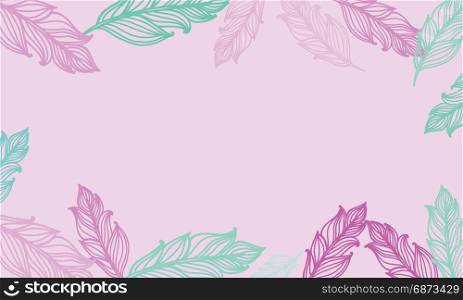 Cute background with feathers. card design with border in bohemian style.. Cute background with feathers. card design with border in bohemian style. Ethnic border.
