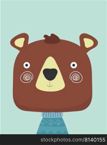 Cute bear.Childish print for nursery,kids apparel,poster,postcard. . Cute bear.
