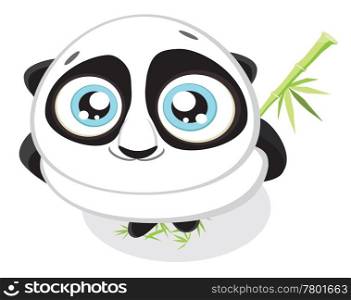 Cute big-eyed panda with bamboo.Vector illustration . Cute little panda