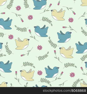 Cute Birds Seamless Pattern