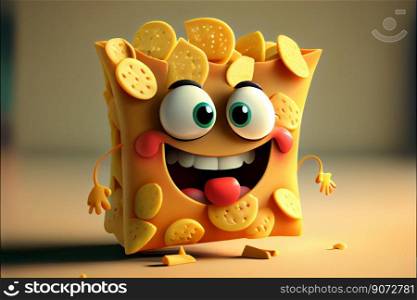 Cute biscuit and cookie cartoon character smiling