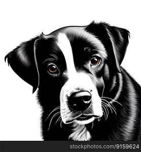 Cute black dog. Portrait on the white background. Generative AI