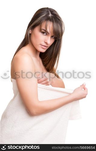 Cute brunette woman relaxing at the spa
