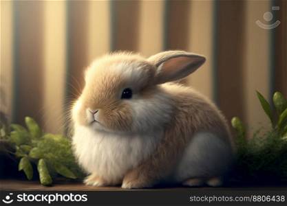 cute bunny rabbit on the wood