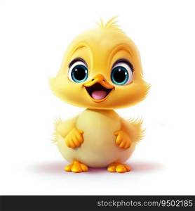 Cute Cartoon Baby Duck Isolated on White Background. Generative ai. High quality illustration. Cute Cartoon Baby Duck Isolated on White Background. Generative ai