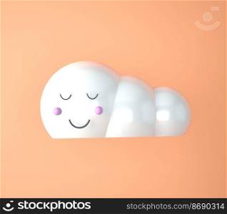 Cute cartoon cloud. 3d illustration.. Cute cartoon cloud. 3d render.