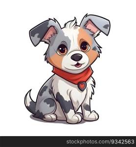 Cute cartoon dog in a red bandana. Vector illustration.