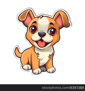 Cute cartoon dog on white background. Vector illustration of puppy.