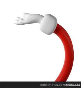 Cute cartoon hand 3D open palm hand of Santa Claus Christmas icon. Rendering take, giving, holding something. Friendly funny style isolated with clipping path gesture illustration.. Cute cartoon hand 3D open palm hand of Santa Claus Christmas icon. Rendering winter take, giving, holding something. Friendly funny style isolated with clipping path gesture illustration