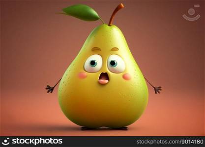 Cute Cartoon Pear Character, generative ai