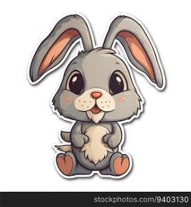 Cute cartoon rabbit on white background. Vector illustration for your design
