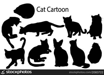 Cute cat cartoon set. Vector illustration for design.