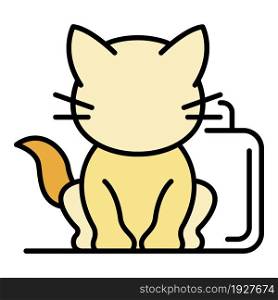 Cute cat icon. Outline cute cat vector icon color flat isolated. Cute cat icon color outline vector